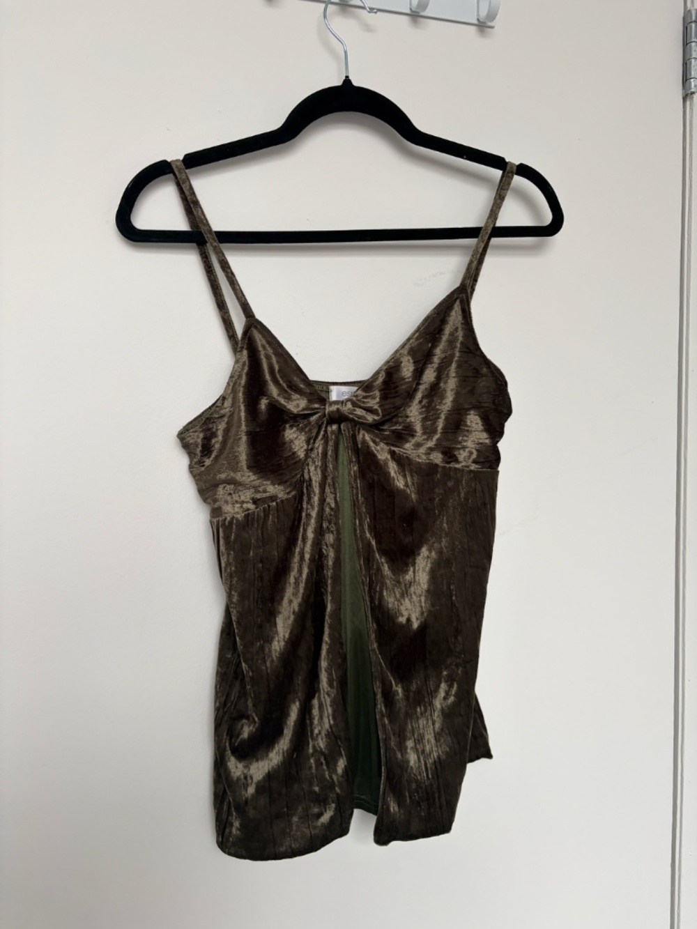Olive Green Double Layer Bow Cami XS/S Y2K Vintage Style